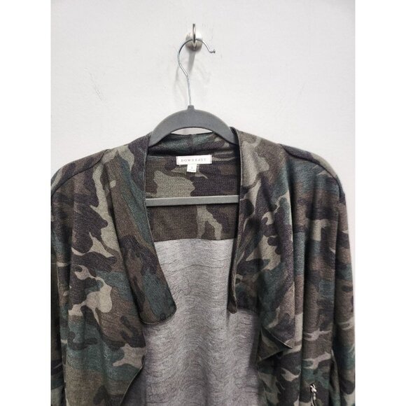 DownEast Womens Cardigan Size Small Green Camouflage Cascading Open Front - Picture 2 of 7